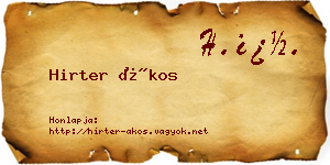 Hirter Ákos névjegykártya